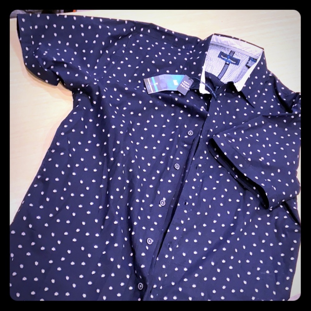 Dark Blue flower design Button down